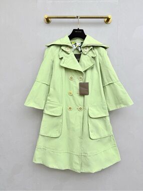 🚩steal Louis Vuitton Light Green Double-Breasted Trench Coat